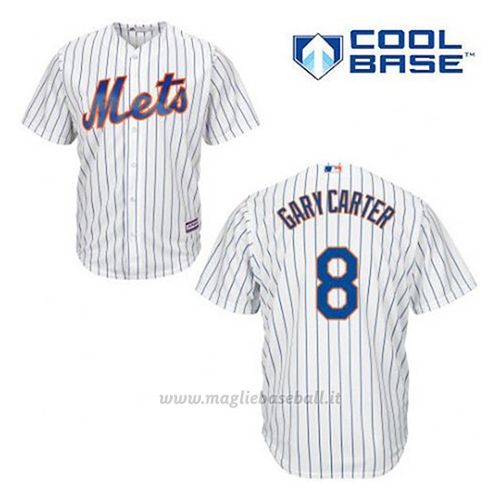 Maglia Baseball Uomo New York Mets Gary Carter 8 Bianco 1ªCool Base